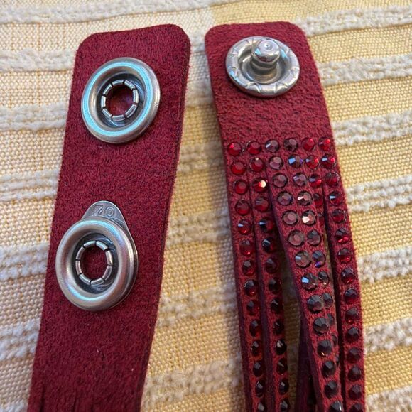 Swarovski Slake Wrap Bracelet Burgundy with Clear Crystal Stones Adjustable Crys - Picture 6 of 7